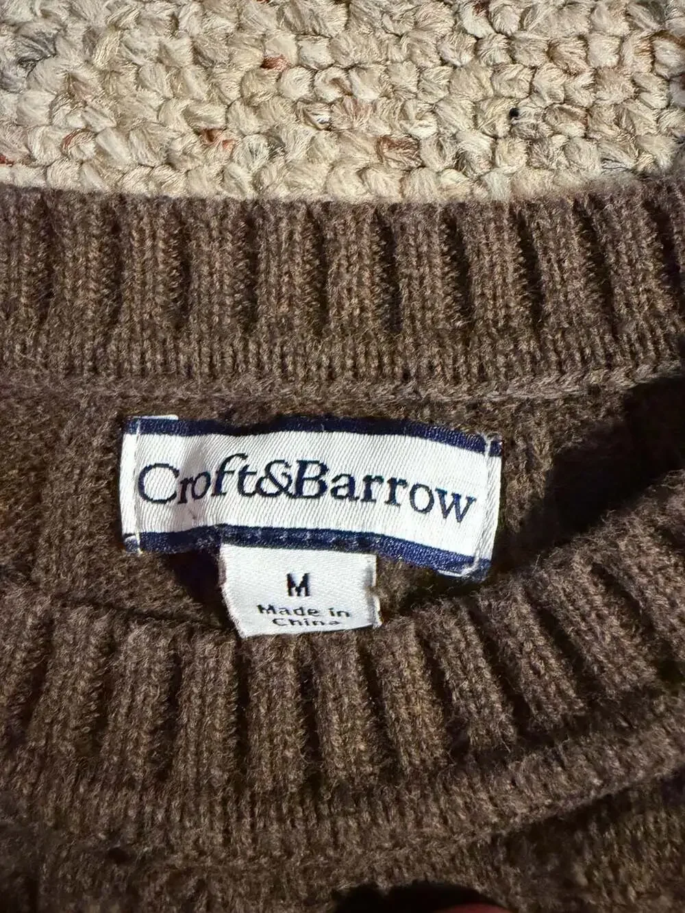 Croft & Barrow Brown Cable Knit Crewneck Sweater Size M
